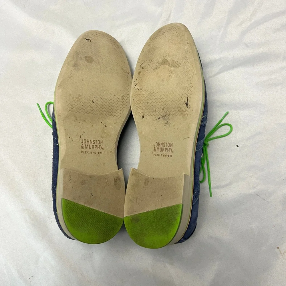Johnston & Murphy Mens Wingtip Brogue‎ Suede Oxford Shoes Navy Green Laces 9M